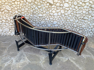 LC4 brown leather by Le Corbusier, Jeanneret & Perriand, Cassina, 1980s
