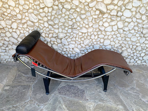LC4 brown leather by Le Corbusier, Jeanneret & Perriand, Cassina, 1980s