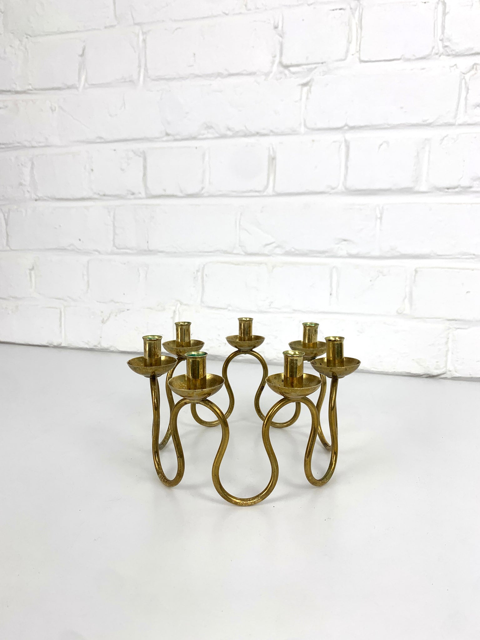 Swedish Modern Brass Candelabra by Lars Holmström for Svenskt Tenn, Sweden, 1950