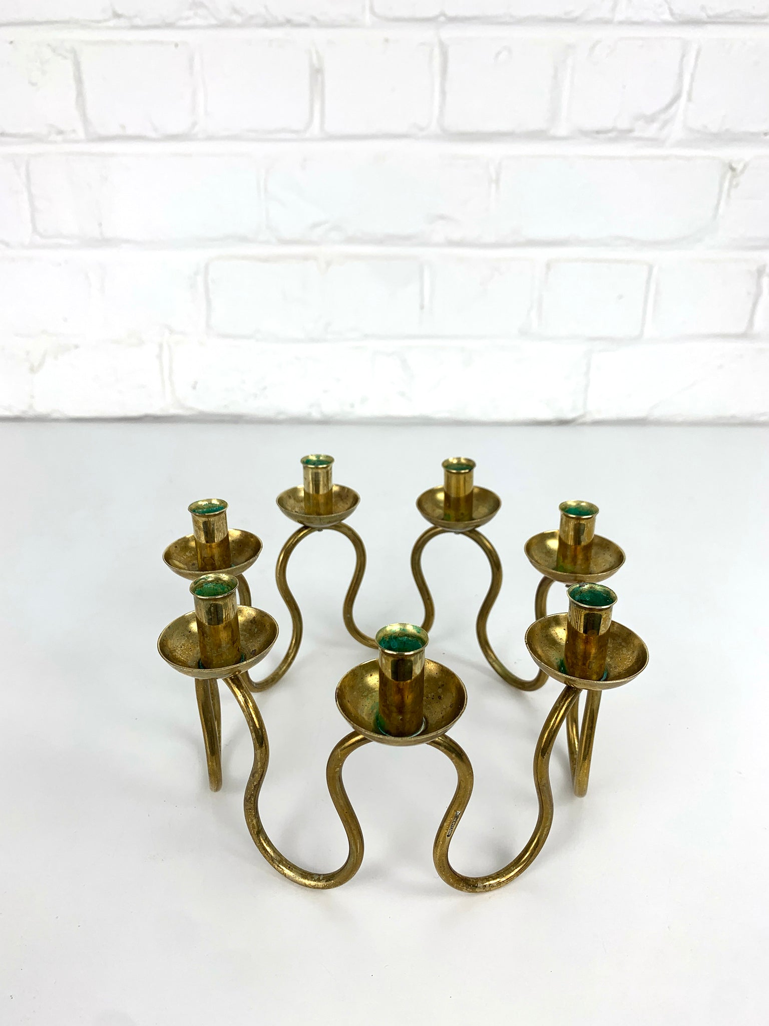 Swedish Modern Brass Candelabra by Lars Holmström for Svenskt Tenn, Sweden, 1950