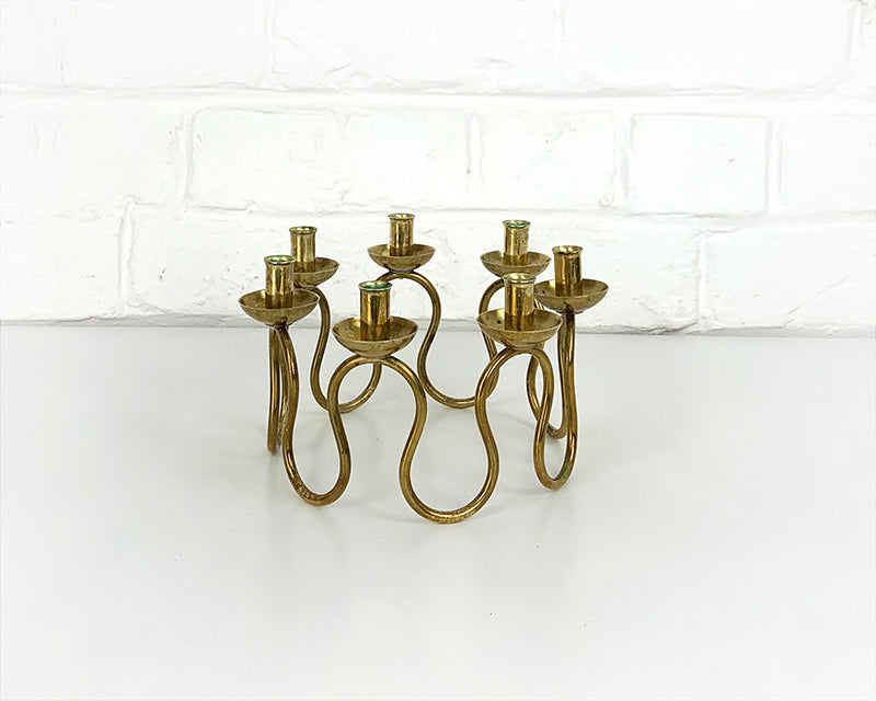 Swedish Modern Brass Candelabra by Lars Holmström for Svenskt Tenn, Sweden, 1950