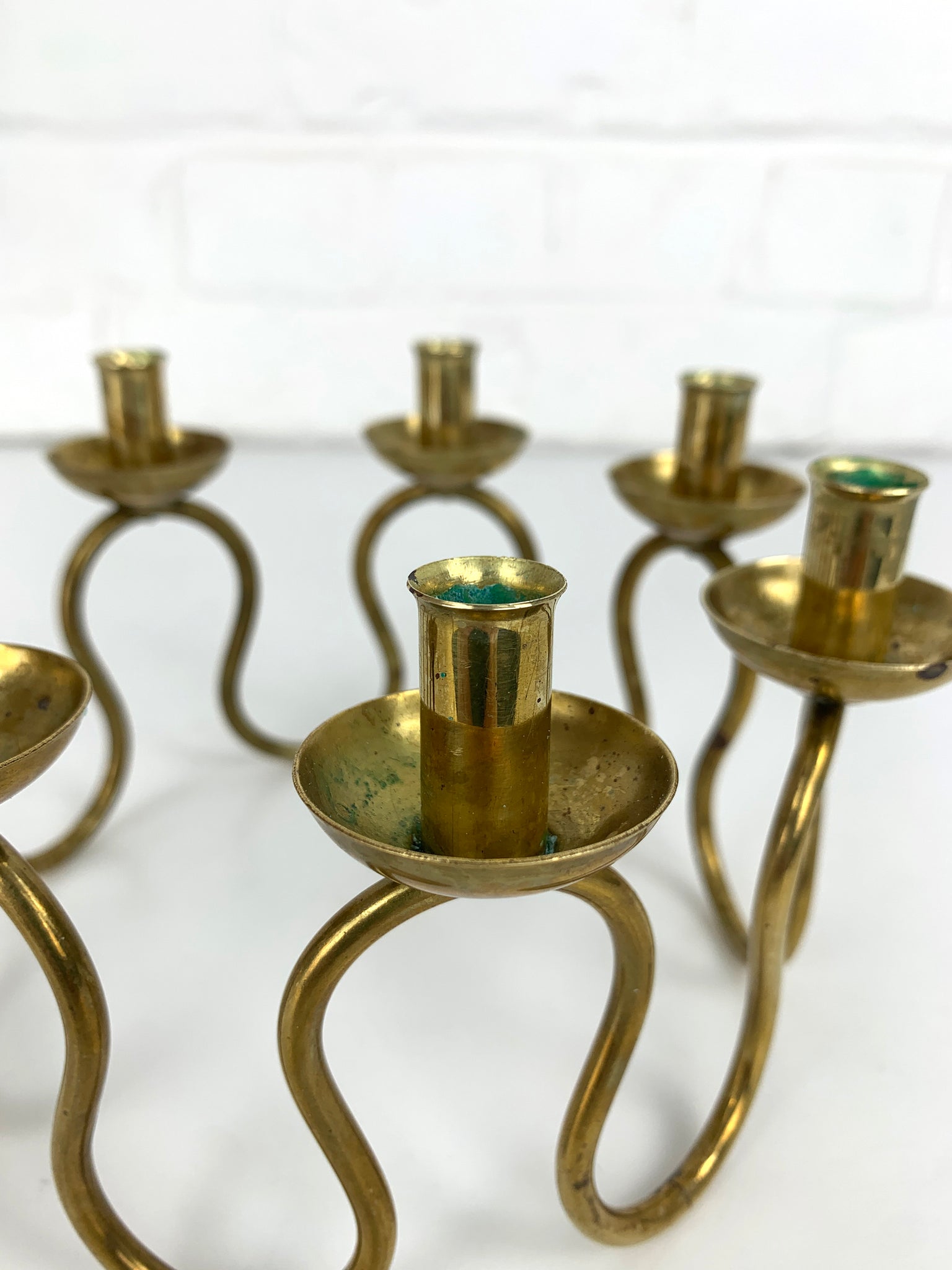 Swedish Modern Brass Candelabra by Lars Holmström for Svenskt Tenn, Sweden, 1950