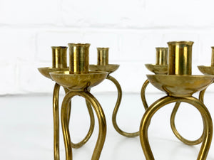 Swedish Modern Brass Candelabra by Lars Holmström for Svenskt Tenn, Sweden, 1950