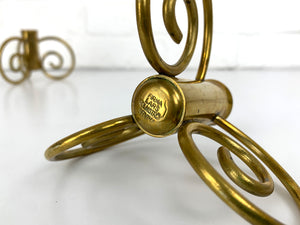 Pair of Swedish Modern Brass candle-sticks by Lars Holmström for Svenskt Tenn, Sweden, 1950