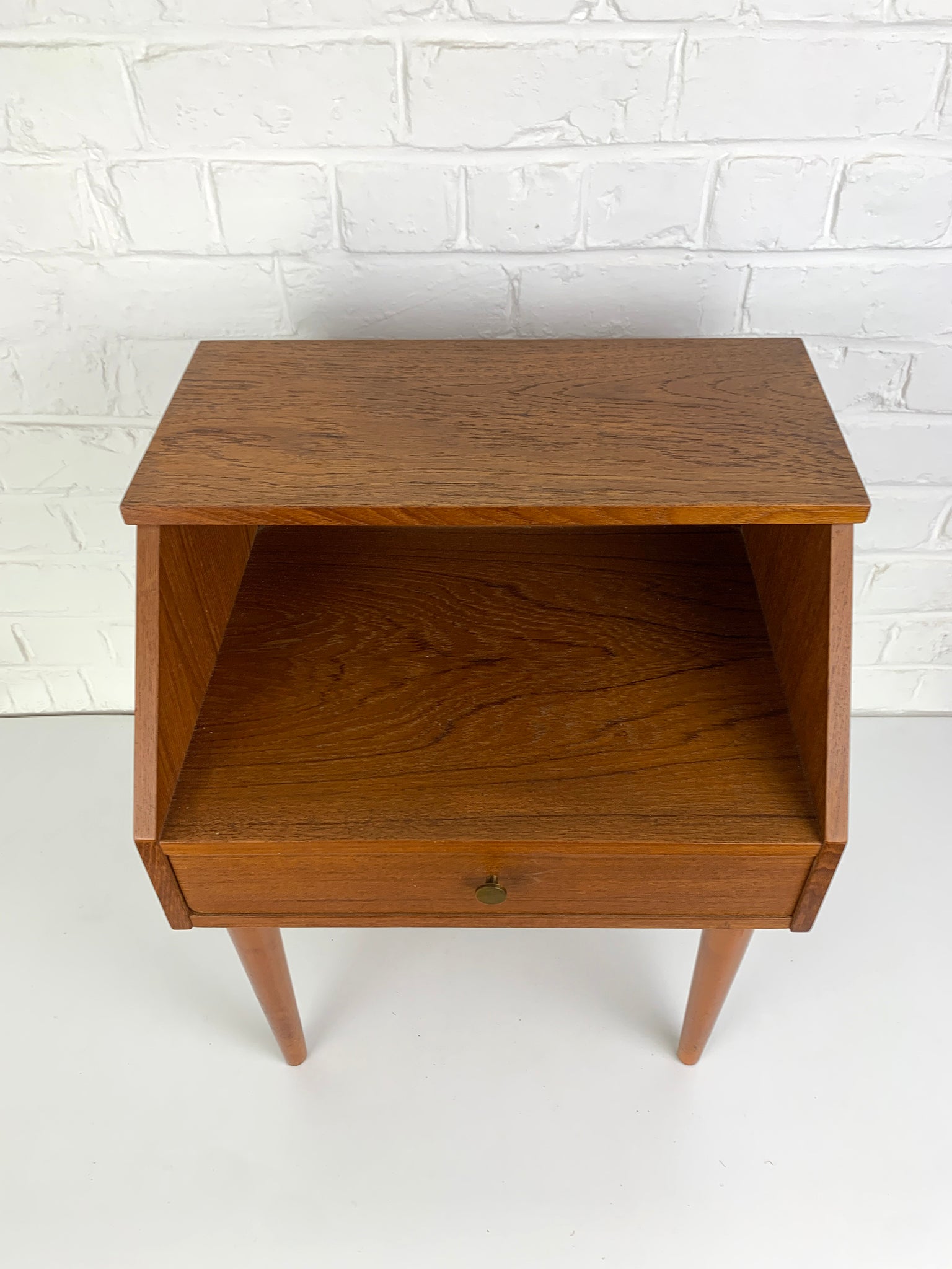 Danish Nightstand in Teak with shelf and drawer, 1960s Mid-Century