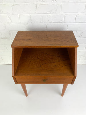Danish Nightstand in Teak with shelf and drawer, 1960s Mid-Century