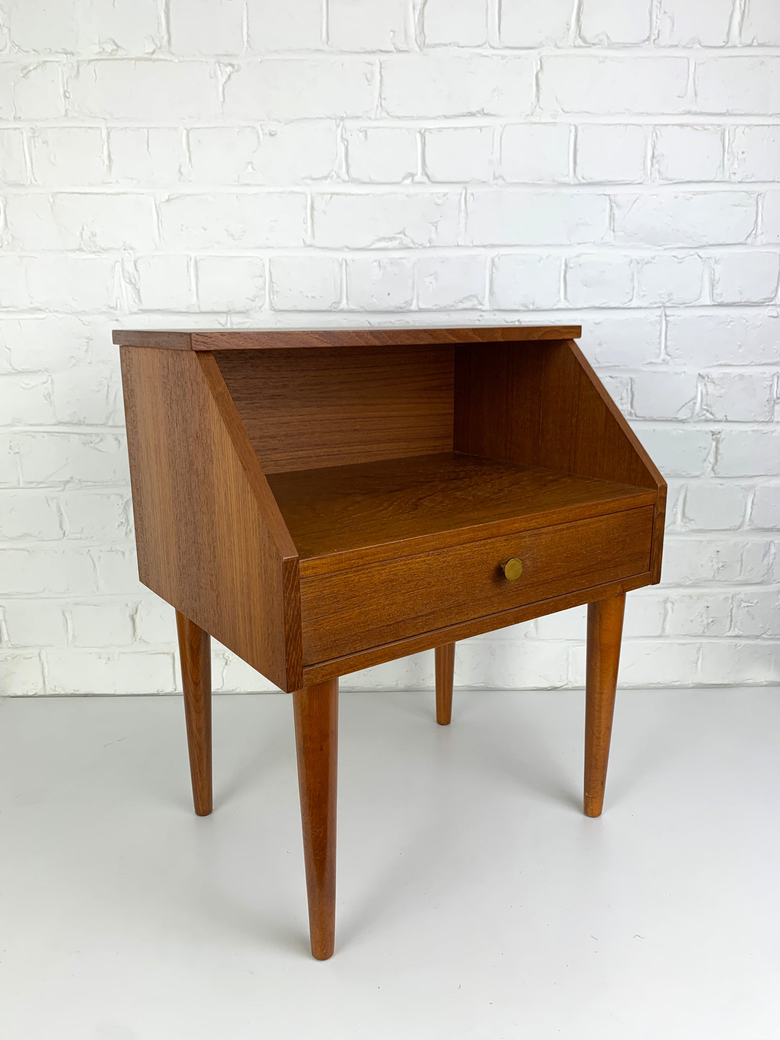 Danish Nightstand in Teak with shelf and drawer, 1960s Mid-Century