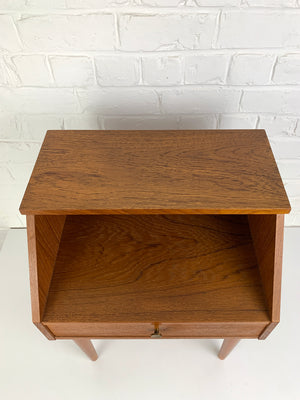 Danish Nightstand in Teak with shelf and drawer, 1960s Mid-Century
