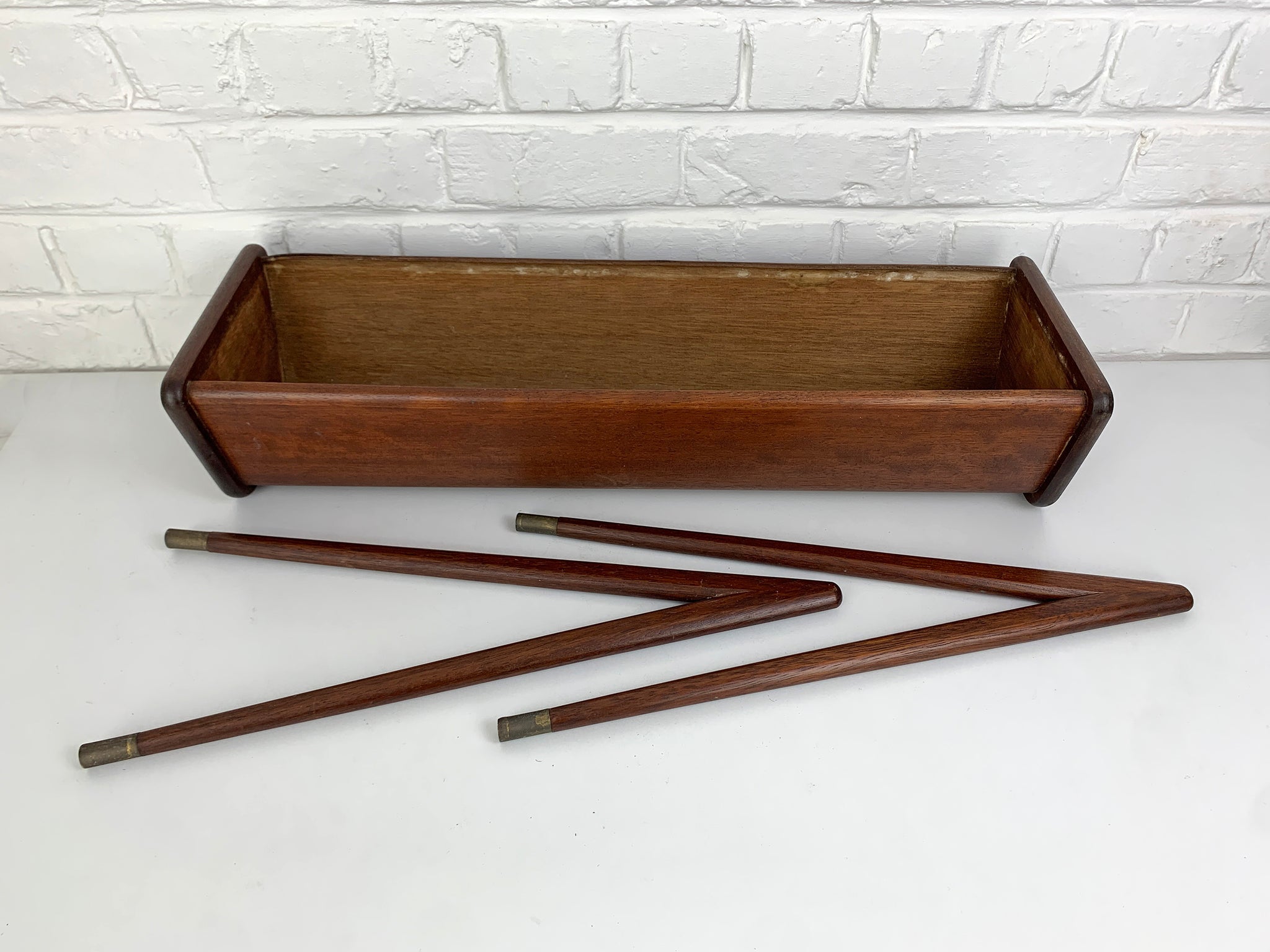 Danish Planter in teak with brass detail, 1960s Mid-Century