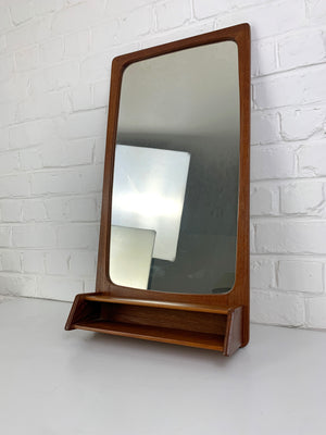 Danish Wall Mirror with shelf in Teak, 1960s Mid-Century Modern