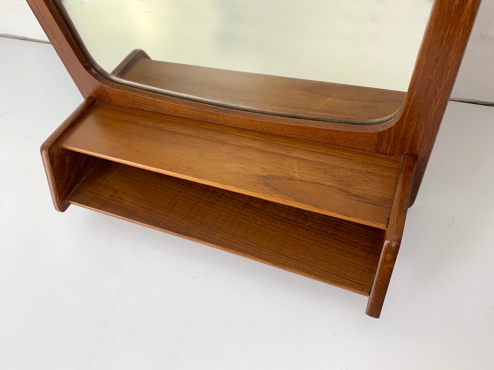 Danish Wall Mirror with shelf in Teak, 1960s Mid-Century Modern