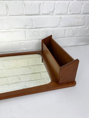 Danish Wall Mirror with shelf in Teak, 1960s Mid-Century Modern
