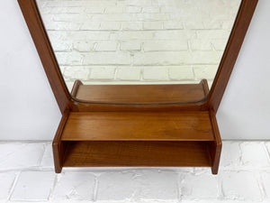 Danish Wall Mirror with shelf in Teak, 1960s Mid-Century Modern