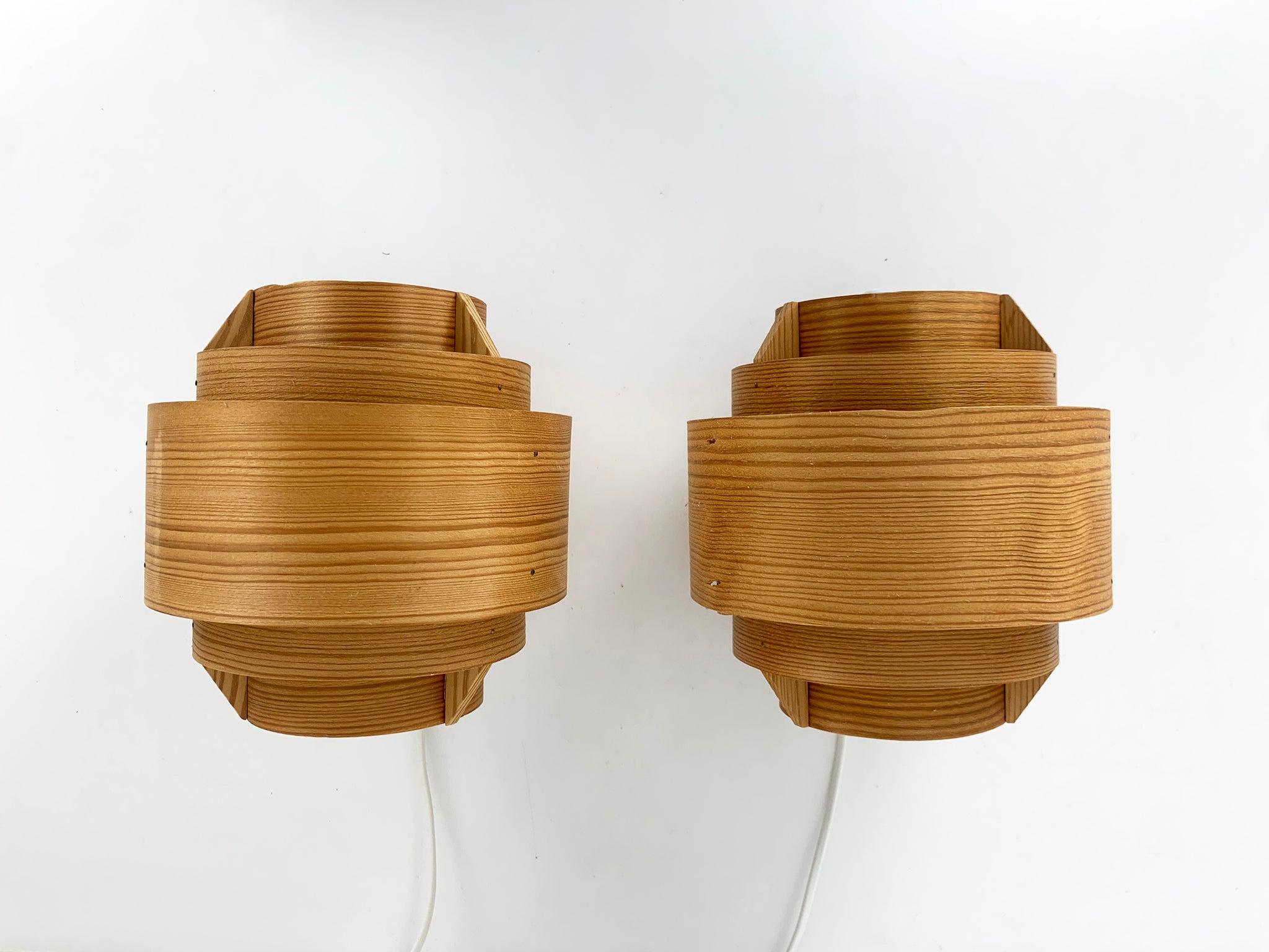 Pair Wall lights V-327 in Pinewood by Hans-Agne Jakobsson for AB Markaryd, 1960s