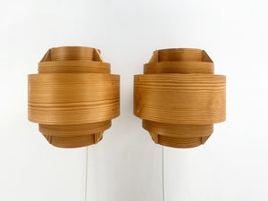 Pair Wall lights V-327 in Pinewood by Hans-Agne Jakobsson for AB Markaryd, 1960s