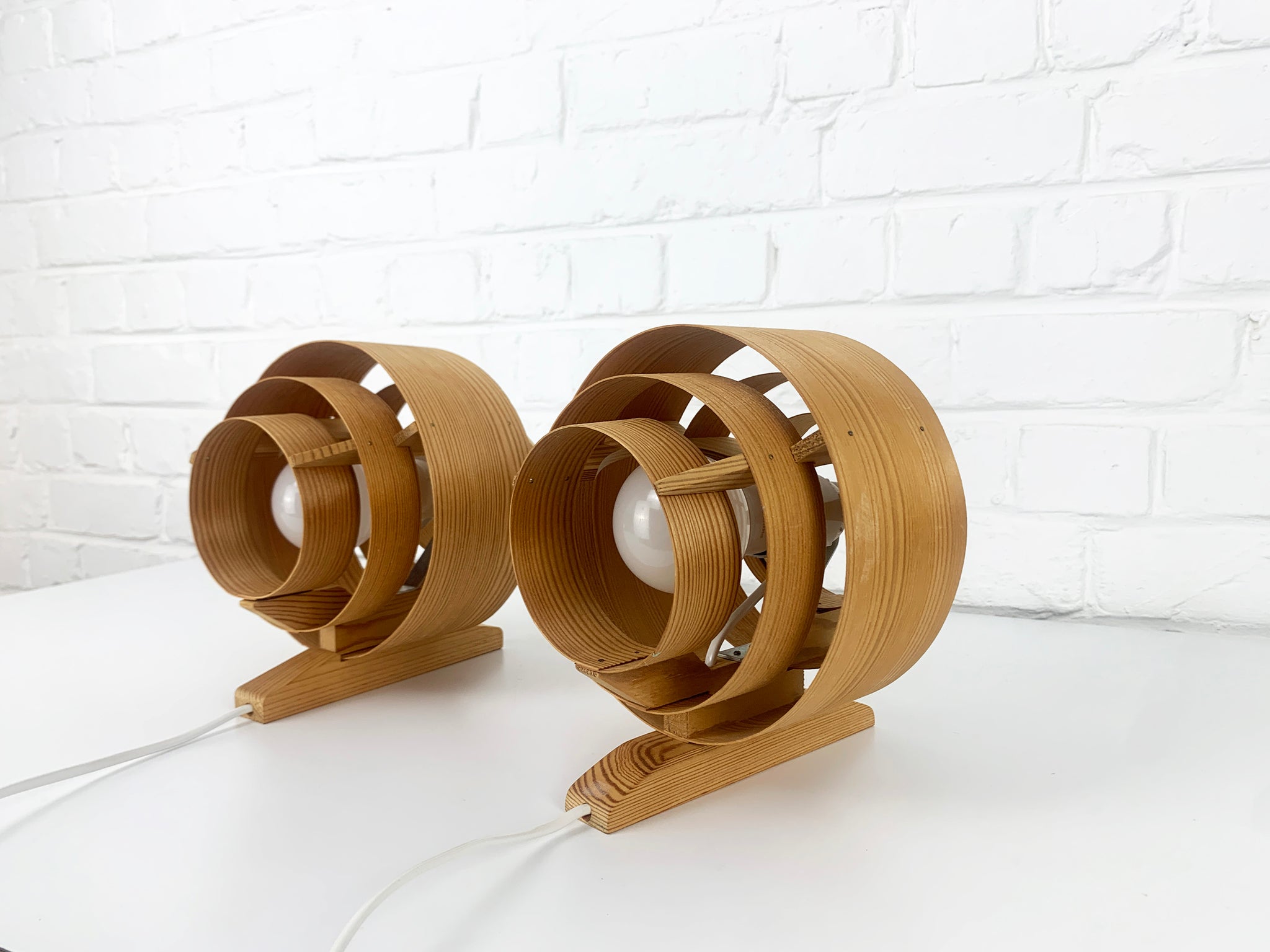 Pair Wall lights V-327 in Pinewood by Hans-Agne Jakobsson for AB Markaryd, 1960s