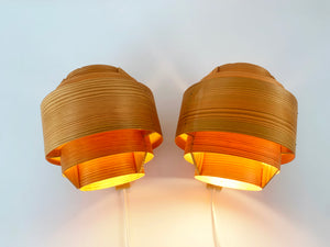 Pair Wall lights V-327 in Pinewood by Hans-Agne Jakobsson for AB Markaryd, 1960s
