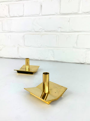 Pair of Candleholders N°70 in Brass by Pierre Forsell for Skultuna Sweden 1960s
