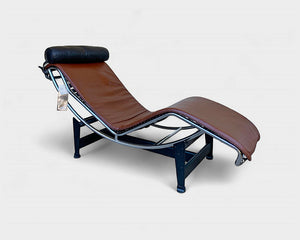 LC4 brown leather by Le Corbusier, Jeanneret & Perriand, Cassina, 1980s