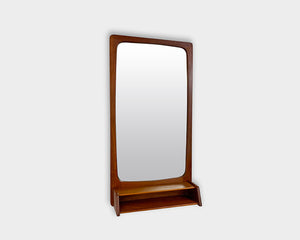 Danish Wall Mirror with shelf in Teak, 1960s Mid-Century Modern