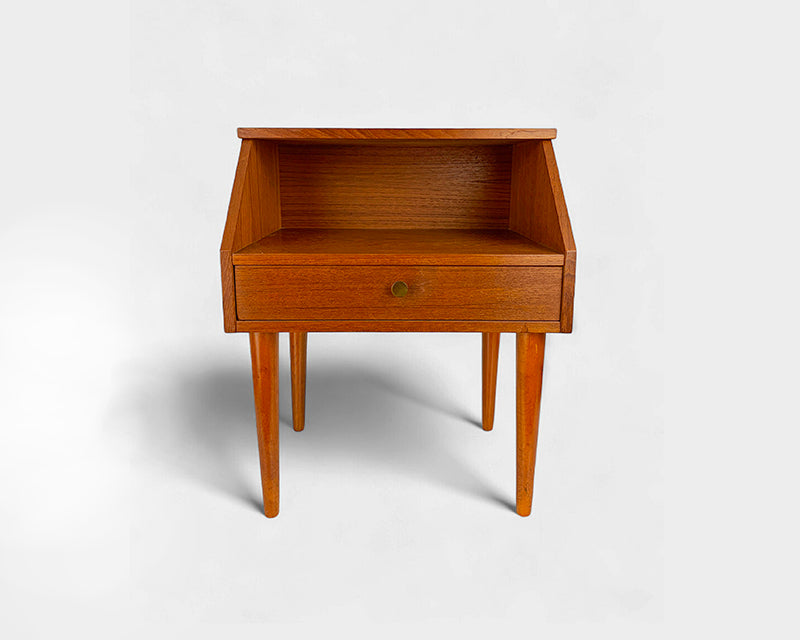 Danish Nightstand in Teak with shelf and drawer, 1960s Mid-Century