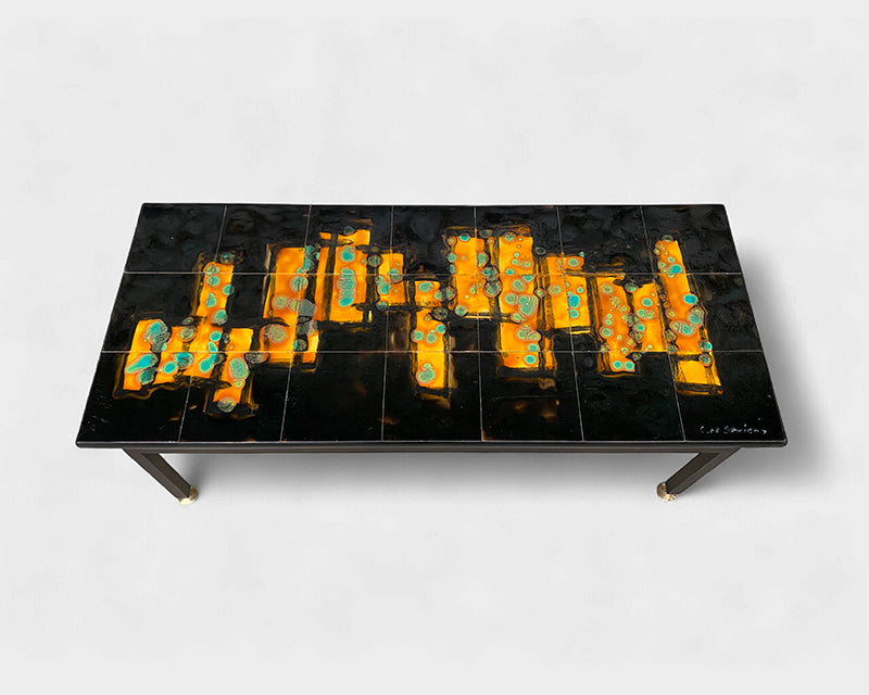 Modernist Coffee Table with ceramic tiles, C. de Savigny, France, 1960s