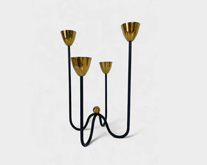 Mid-Century Brass & Metal Candelabra by Gunnar Ander for Ystad Metall, Sweden, 1950s