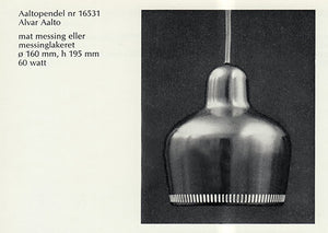 Golden Bell Pendant Lamp in solid Brass Alvar Aalto for Louis Poulsen, 1950s