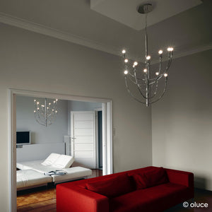Chandelier Piazza San Marco in chrome by Vico Magistretti for Oluce, Italy - 3 avail.