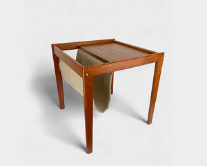 Danish Teak Side Table with Magazine Holder, 1960s Mid-Century