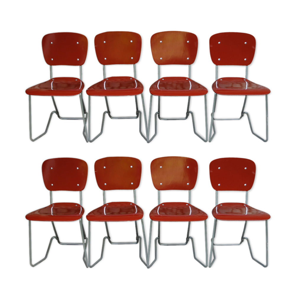 Aluminum & Birch Aluflex Dining Chairs by Armin Wirth. for Ph. Zieringer KG, Set of 8