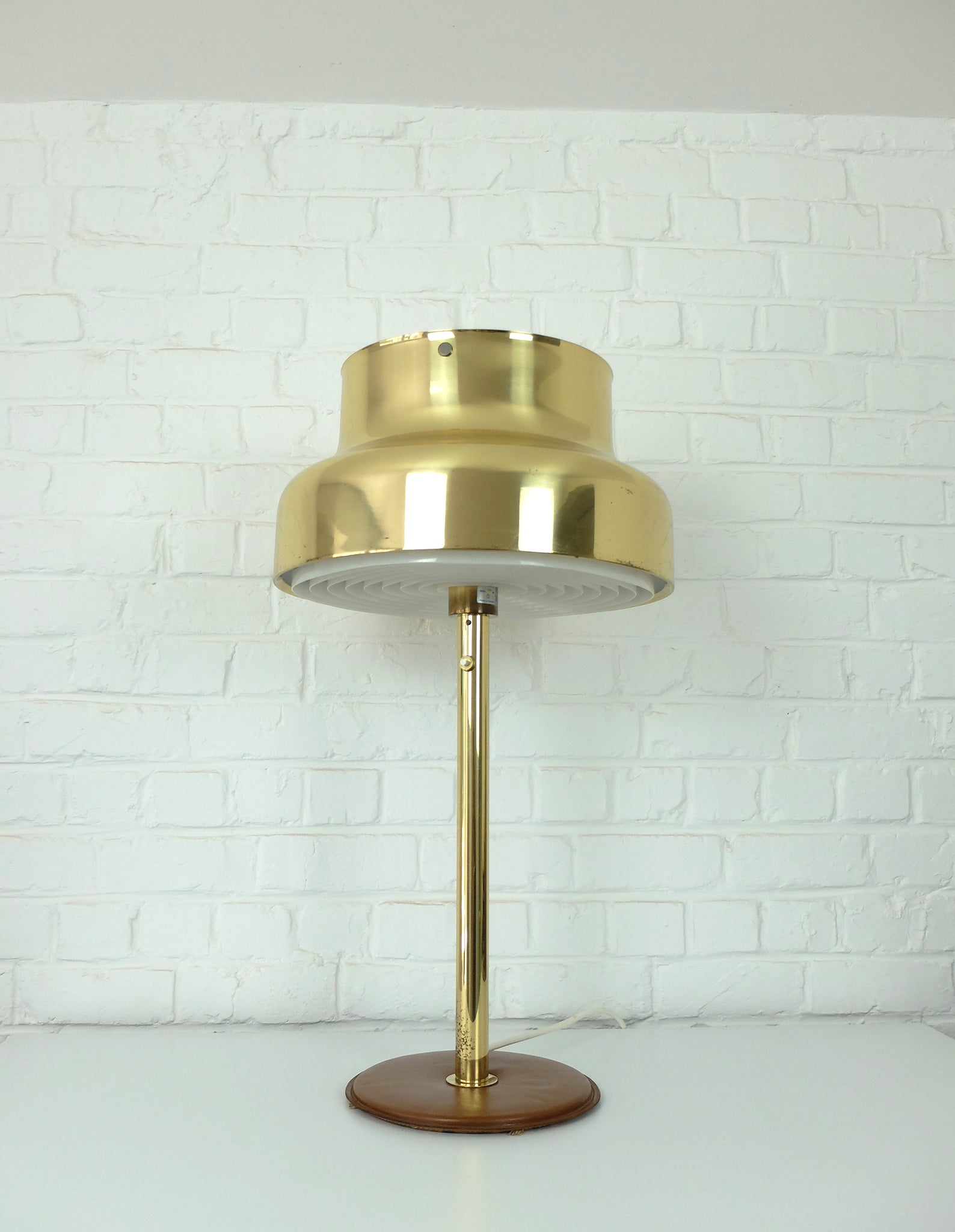 Bumling Brass & Leather Table Lamp by Anders Pehrson for Ateljé Lyktan, 1960s