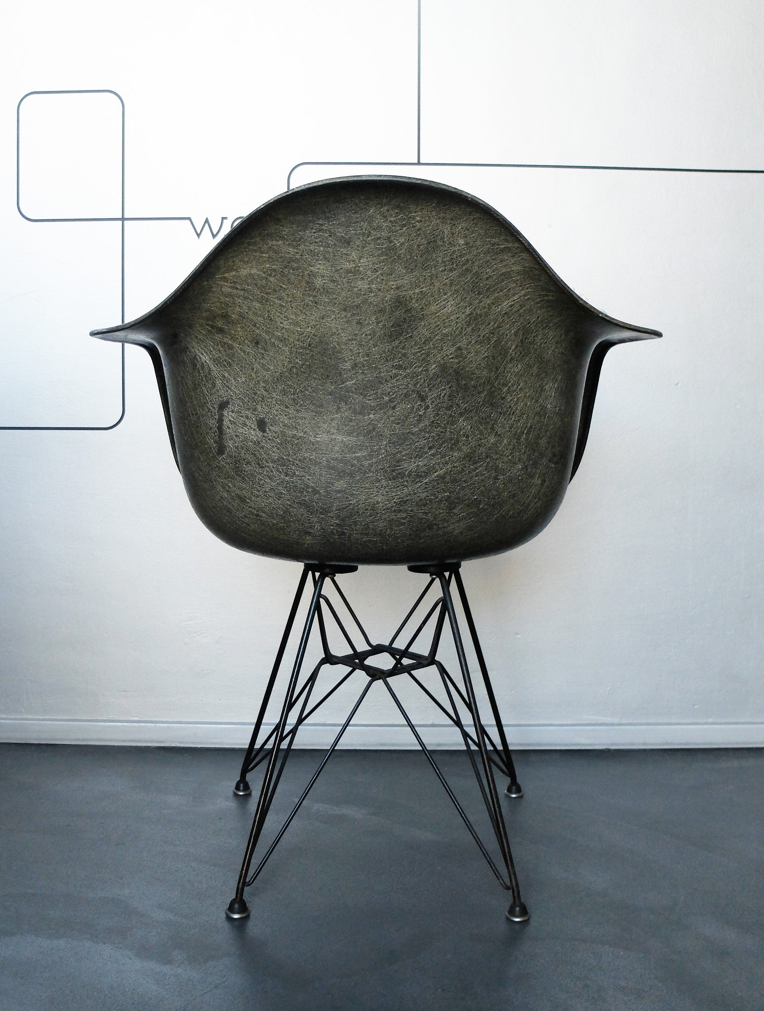 DAR Fiberglass Armchair with Rope-Edge on original Eiffel Base by Charles Eames for Zenith, pre Herman Miller 1950