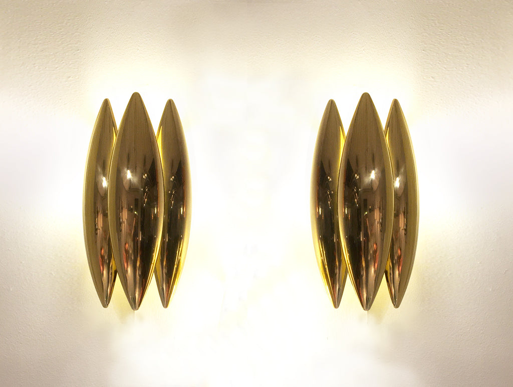 Mid-Century Brass Kastor Wall Lights, Jo Hammerborg for Fog &Morup, Denmark, pair
