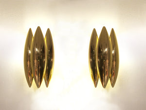 Mid-Century Brass Kastor Wall Lights, Jo Hammerborg for Fog &Morup, Denmark, pair