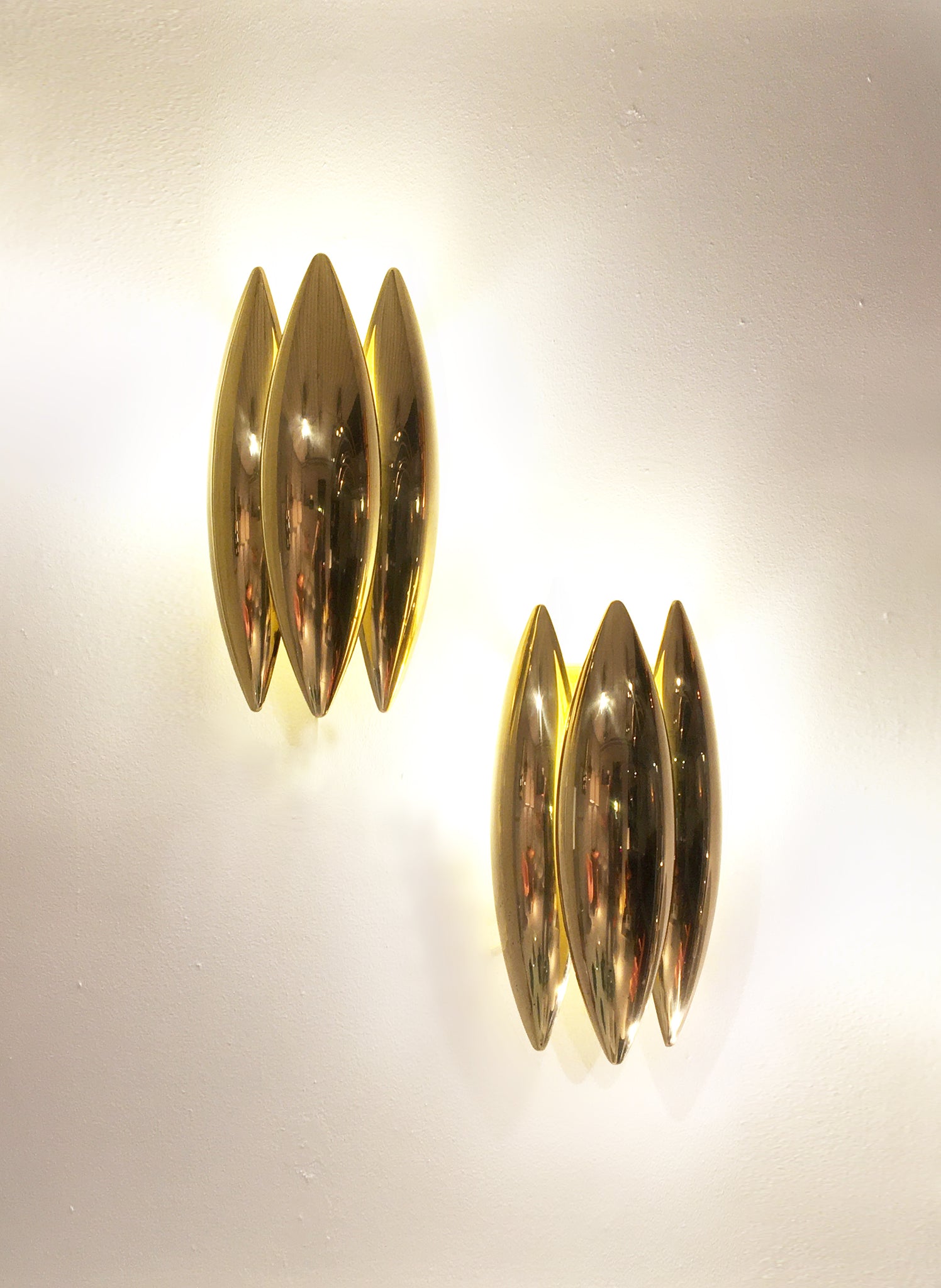 Mid-Century Brass Kastor Wall Lights, Jo Hammerborg for Fog &Morup, Denmark, pair