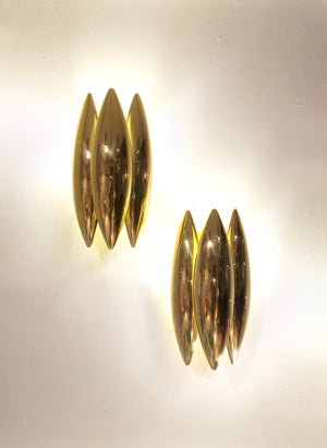 Mid-Century Brass Kastor Wall Lights, Jo Hammerborg for Fog &Morup, Denmark, pair