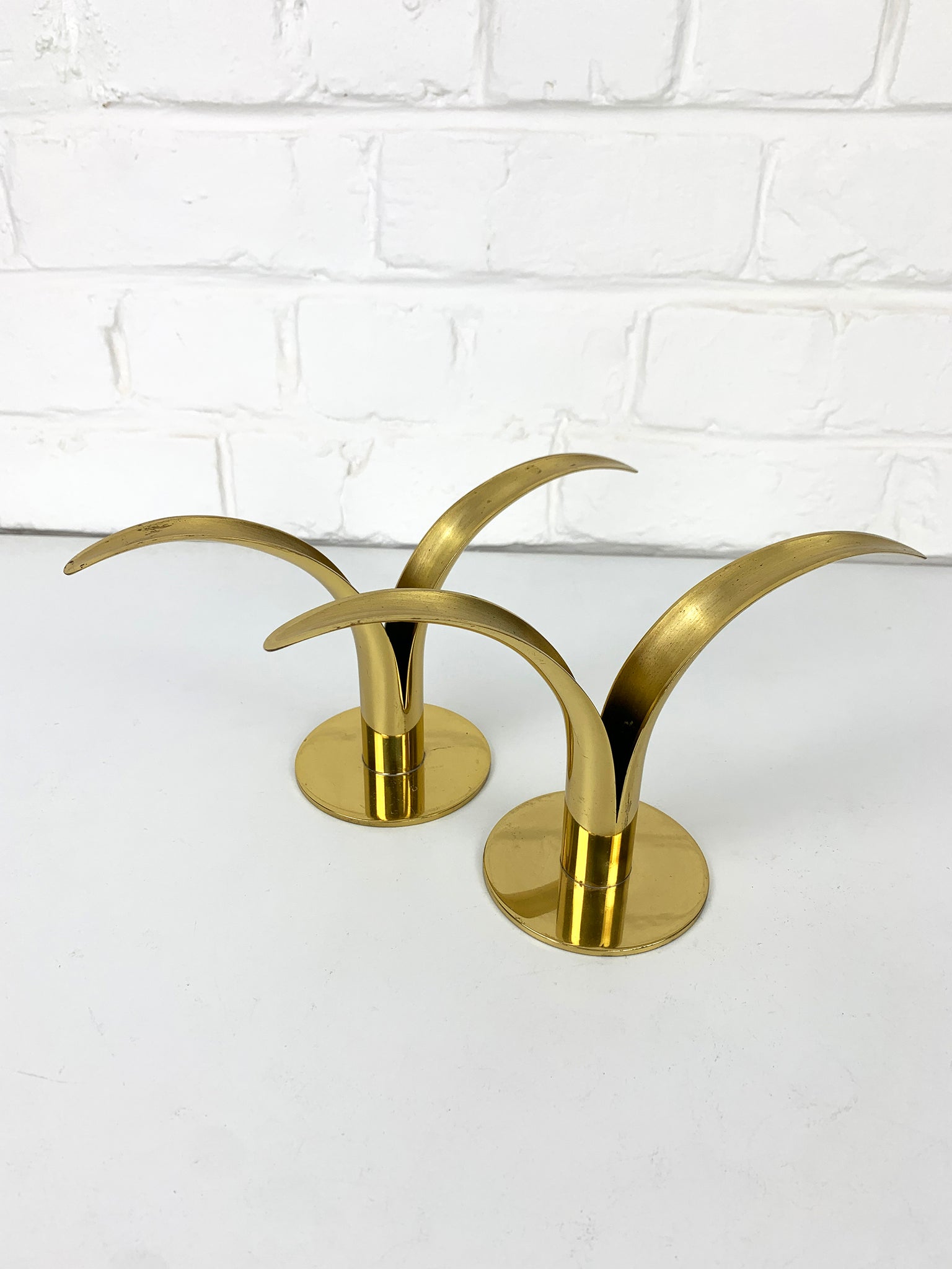 Pair of vintage brass mid century modern candlestick holders. – Lillian Grey