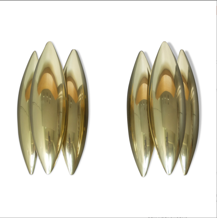Mid-Century Brass Kastor Wall Lights, Jo Hammerborg for Fog &Morup, Denmark, pair